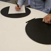 Classic Black Leather Conference Table Pad, Oval